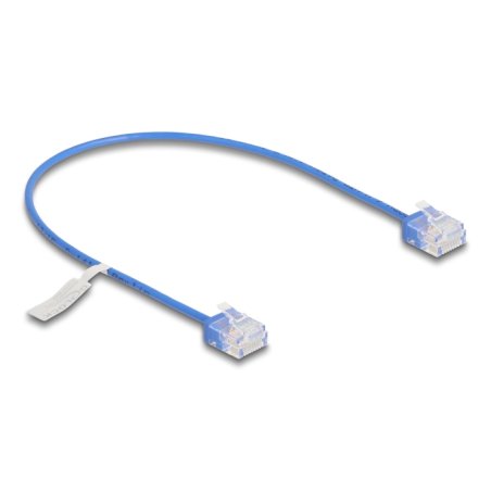 DeLOCK RJ45 Network Cable Cat.6 UTP Ultra Slim 0.3 m blue with short plugs