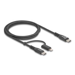 Delock USB Kabel 2 in 1 USB Type-C™ zu USB Type-C™ / Lightning™ für iPhone™ und iPad™ 1 m MFi 60 W