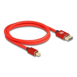DeLOCK Câble mini DisplayPort vers DisplayPort 8K 60 Hz 1 m métal rouge sans verrou