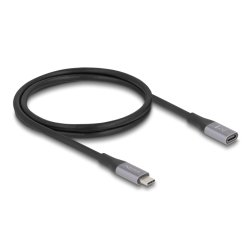 Delock USB 40 Gbps Verlängerungskabel USB Type-C™ Stecker zu Buchse PD 3.1 240 W 1 m grau Metall