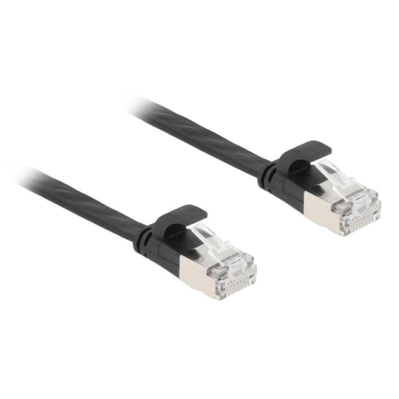 Delock RJ45 Flachband Patchkabel Stecker zu Stecker Cat.6A U/FTP 5 m schwarz