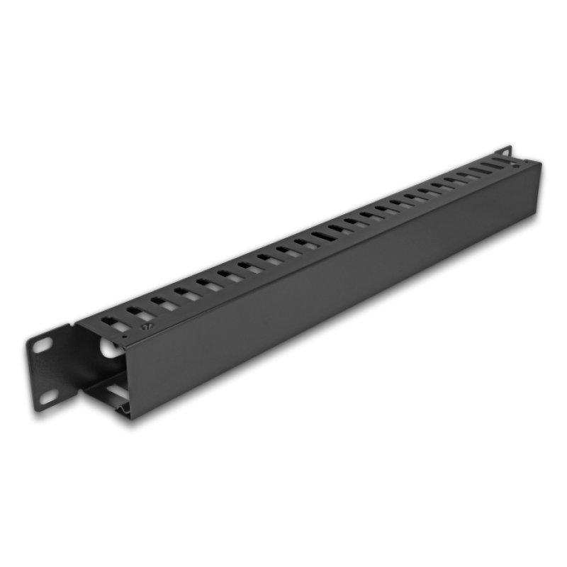 DeLOCK 19″ 1U Cable Management Routing Panel with 2 openings metal black