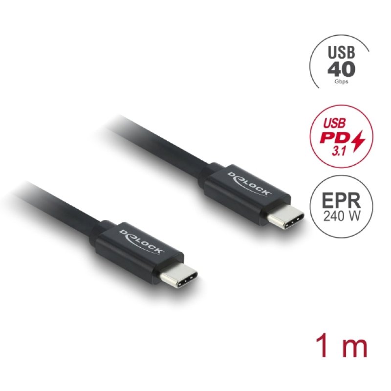 DeLOCK 81706 câble USB USB4 Gen 3x2 1 m USB C Noir