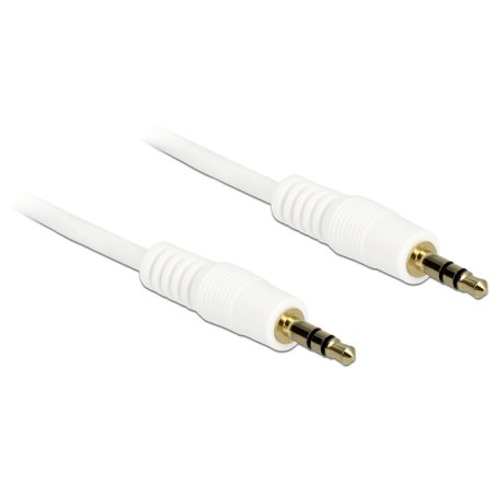 Delock Klinkenkabel 3,5 mm 3 Pin Stecker Stecker 0,5 m weiß