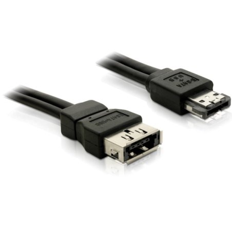 DeLOCK Power Over eSATA Extension cable male-female 1m câble SATA Noir