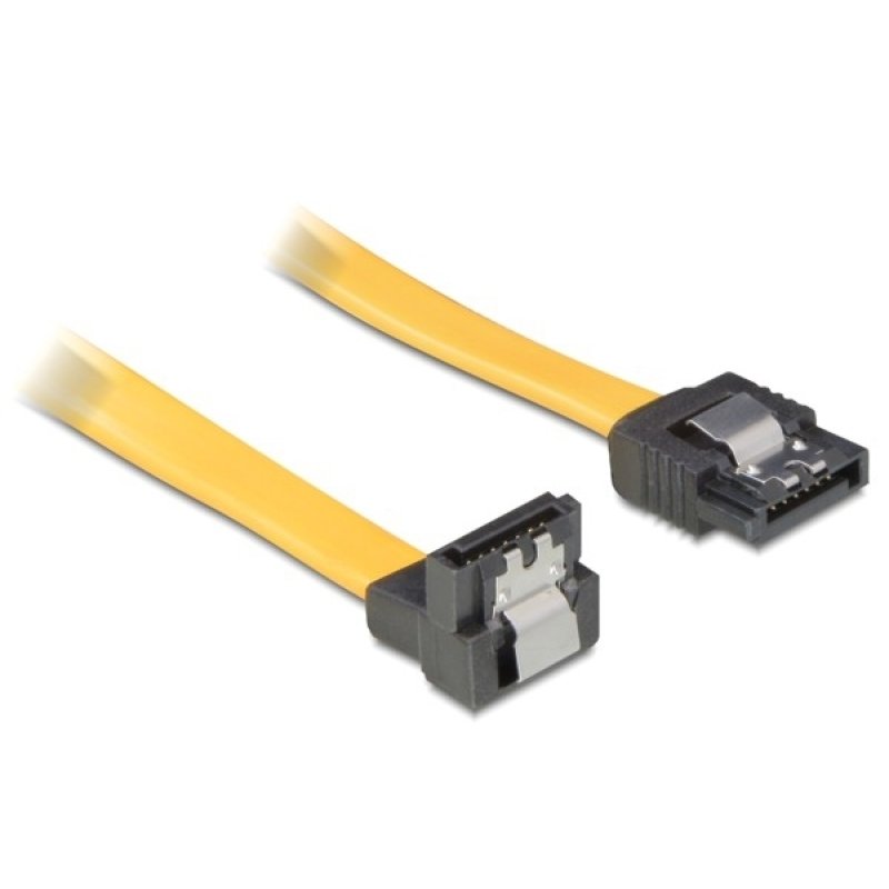 Delock SATA 3 Gb/s Kabel gerade auf unten gewinkelt 70 cm gelb