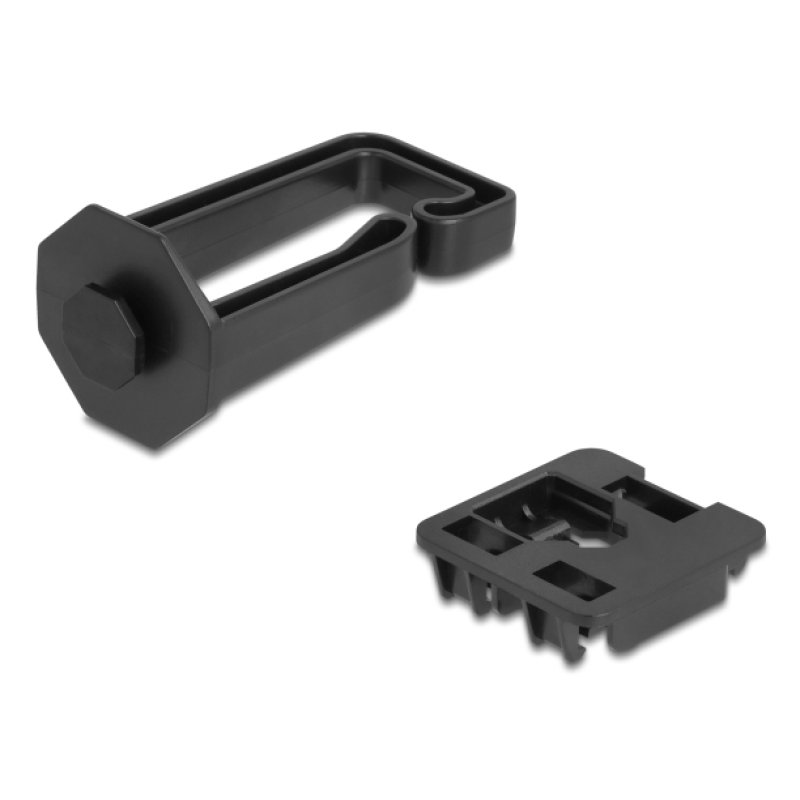 Delock Kabelbügel 70 x 24 mm mit Montageplatte zur Hutschienenbefestigung schwarz