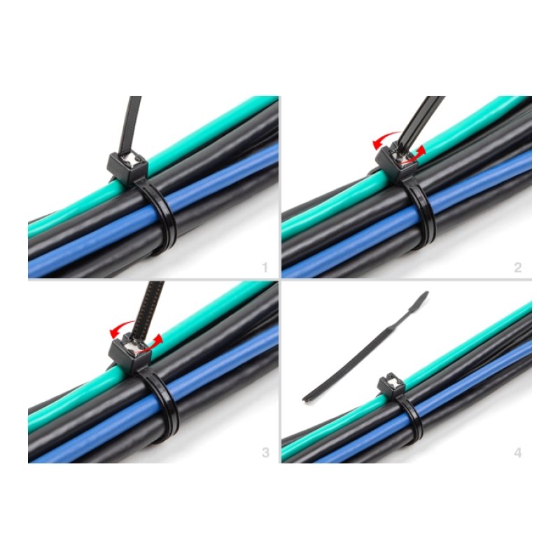 Delock Kabelbinder selbstschneidend L 280 x B 4,8 mm 50 Stück schwarz