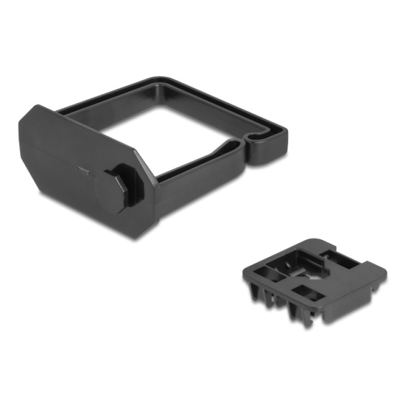 Delock Kabelbügel 70 x 70 mm mit Montageplatte zur Hutschienenbefestigung schwarz