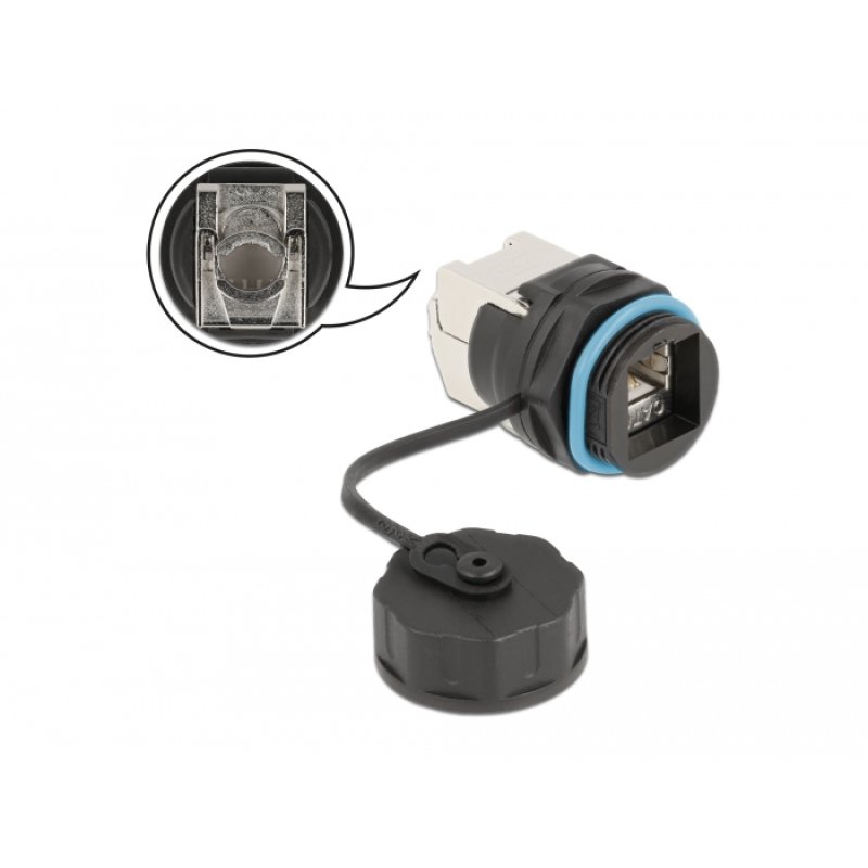 DeLOCK Cable Connector RJ45 jack to Cat.6A LSA with protective cap waterproof