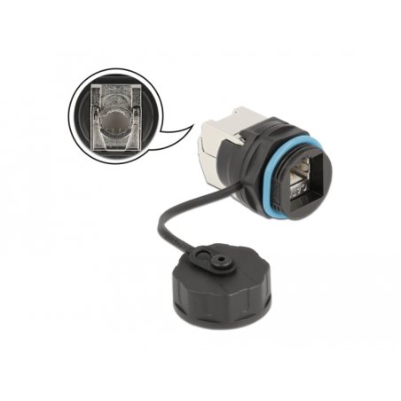 DeLOCK Connecteur de câble RJ45 femelle à Cat.6A LSA avec capuchon de protection étanche