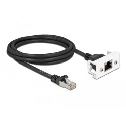 Delock Netzwerk Verlängerungskabel für Easy 45 Modul S/FTP RJ45 Stecker zu RJ45 Buchse Cat.6A 2 m schwarz / weiß