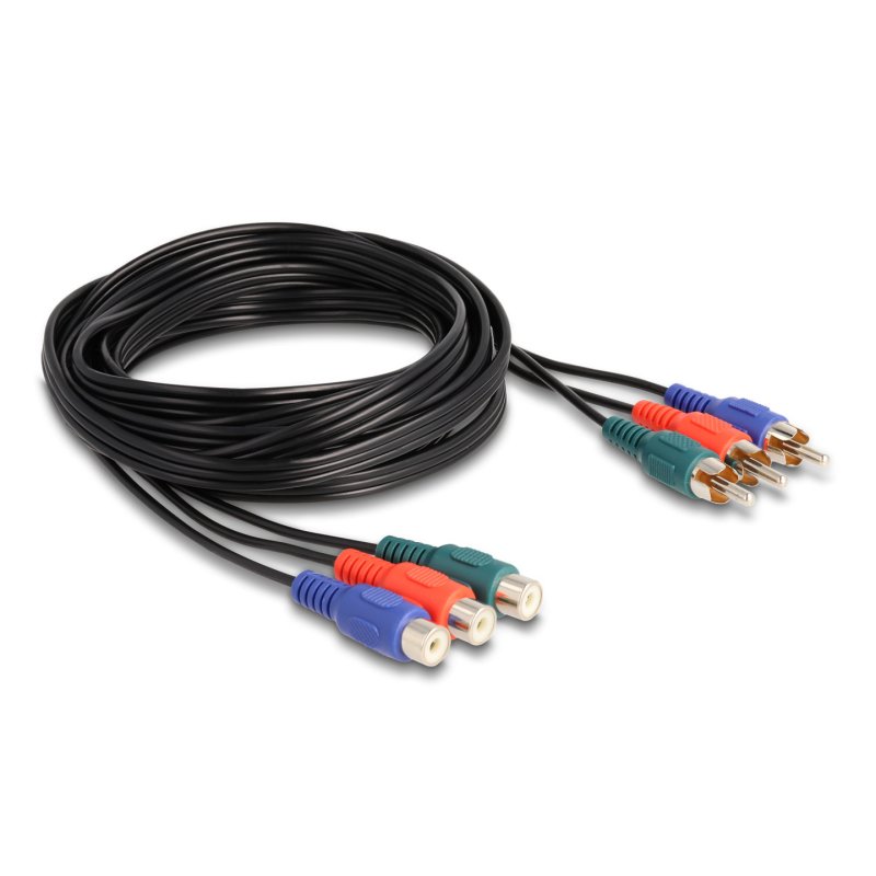 Delock Cinch RGB Verlängerungskabel 3 x Stecker zu 3 x Buchse 3 m
