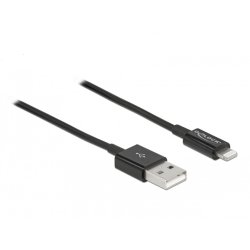 DeLOCK Câble d’alimentation et de transfert des données USB pour iPhone, iPad, iPod noir 1 m