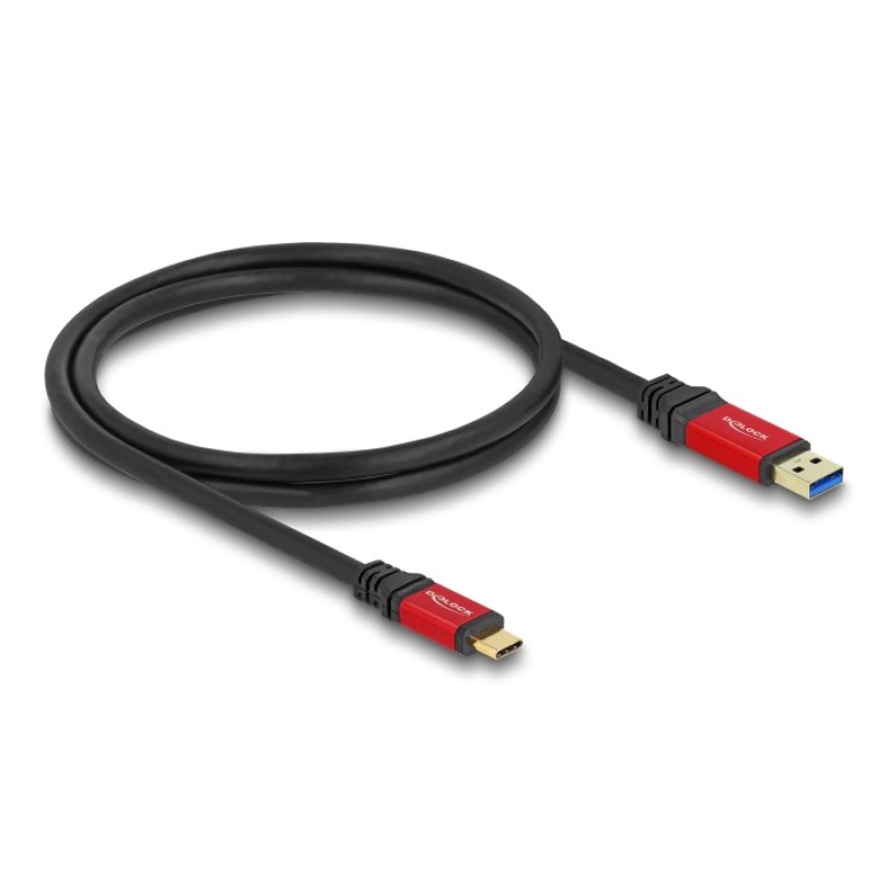 DeLOCK USB 10 Gbps Câble USB Type-A mâle vers USB Type-C mâle 1 m métal rouge
