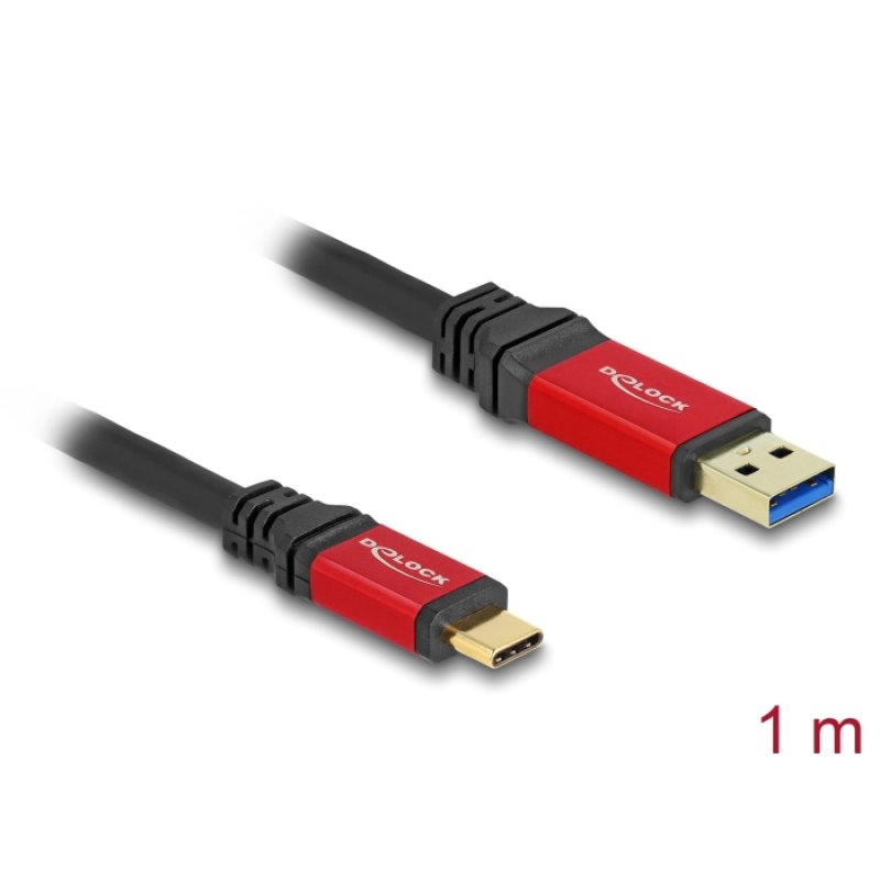 DeLOCK USB 10 Gbps Câble USB Type-A mâle vers USB Type-C mâle 1 m métal rouge