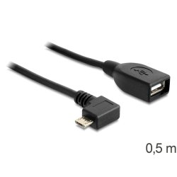 DeLOCK USB micro-B - USB 2.0-A, 0.5m USB cable Micro-USB B USB A Black