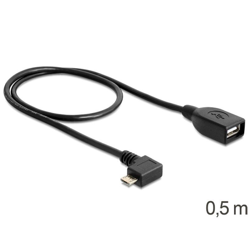 DeLOCK USB micro-B - USB 2.0-A, 0.5m câble USB 0,5 m Micro-USB B USB A Noir