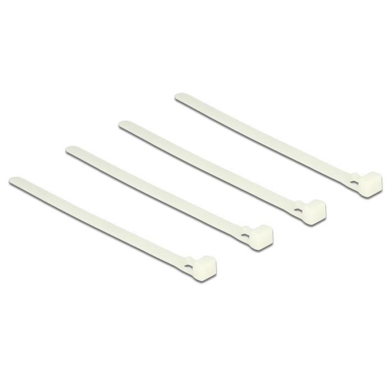 Delock Kabelbinder lösbar weiß L 150 x B 7,5 mm 100 Stück