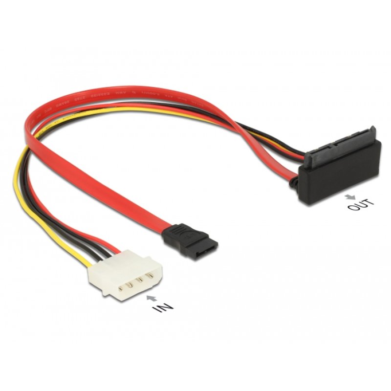 DeLOCK 85514 câble SATA 0,3 m 1 x Molex 4 pin 1 x SATA 22 pin, 1 x SATA 7 pin Multicolore