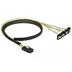 Delock Kabel Mini SAS SFF-8087 4 x SATA 7 Pin gewinkelt 0,5 m