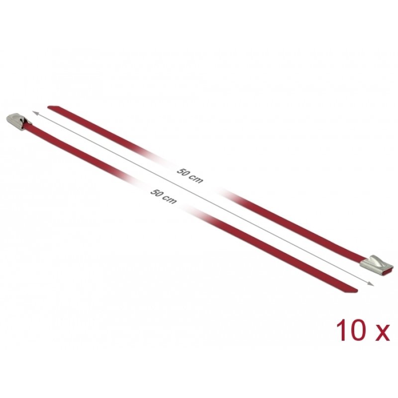 DeLOCK 18780 cable tie Steel Red 10 pc(s)