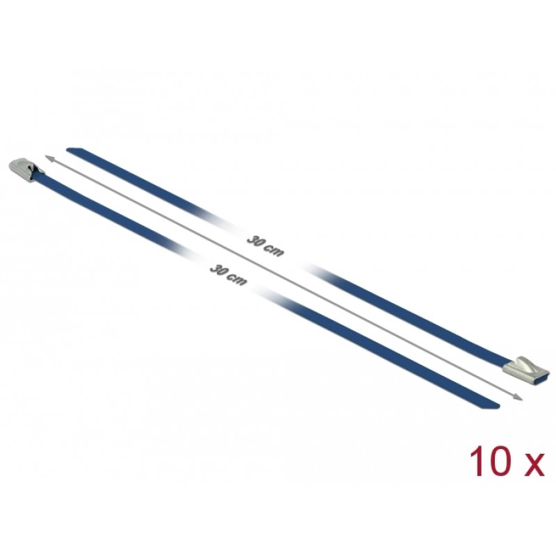 Delock Edelstahlkabelbinder L 300 x B 4,6 mm blau 10 Stück