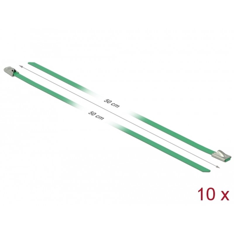 Delock Edelstahlkabelbinder L 500 x B 4,6 mm grün 10 Stück