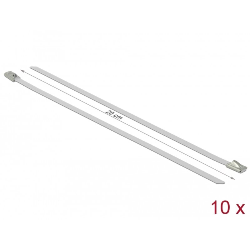 Delock Edelstahlkabelbinder L 200 x B 4,6 mm weiß 10 Stück