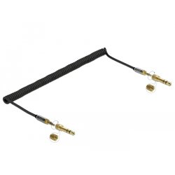 Delock Spiralkabel 3,5 mm 3 Pin Klinkenstecker zu Klinkenstecker mit Schraubadapter 3 m