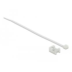 Delock Schraubhalter 15 x 10 mm mit Kabelbinder L 200 x B 3,6 mm weiß