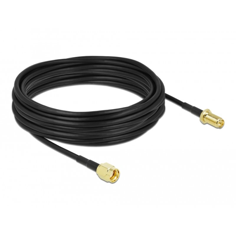 DeLOCK Antenna Cable RP-SMA plug to RP-SMA jack LMR/CFD100 10 m low loss