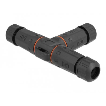 DeLOCK Connecteur de câble en T pour l’extérieur, 5 broches, étanchéité IP68, diamètre de câble 4,5 à 7,5 mm,