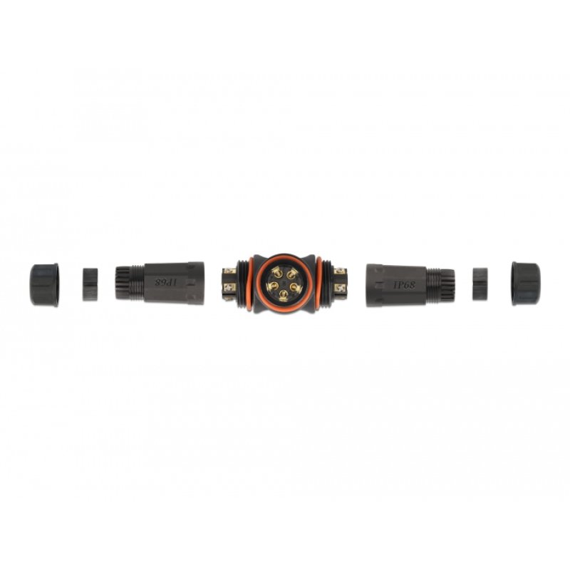 DeLOCK Connecteur de câble en T pour l’extérieur, 5 broches, étanchéité IP68, diamètre de câble 4,5 à 7,5 mm,