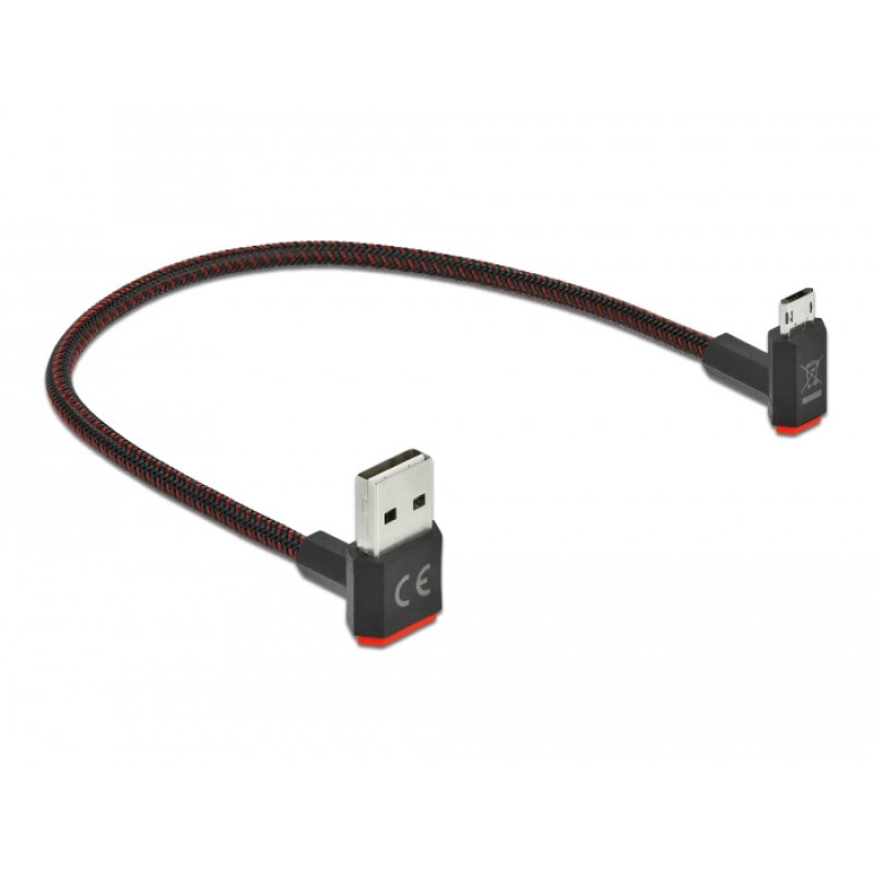 DeLOCK EASY-USB 2.0 Cable Type-A male to EASY-USB Type Micro-B male angled up / down 0.2 m black