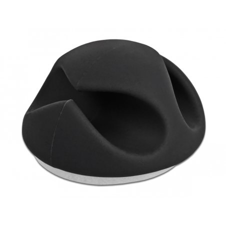 DeLOCK Cable Holder with 2 feed-throughs self-adhesive Set 6 pieces black