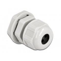 DeLOCK Cable Gland PG9 for round cable with three cable entries grey 2 pieces