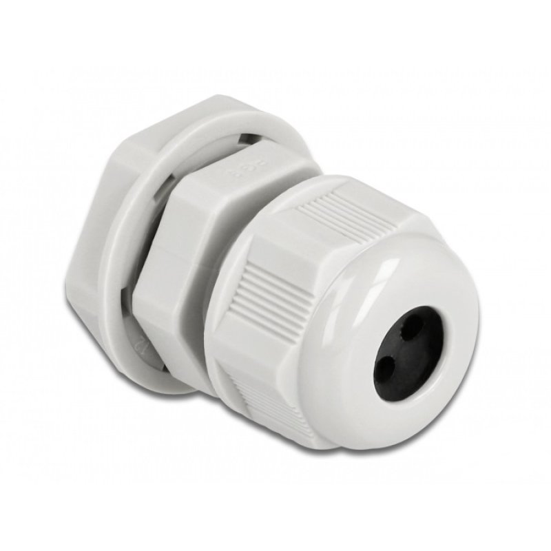 DeLOCK Cable Gland PG9 for round cable with three cable entries grey 2 pieces