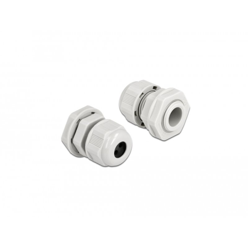 DeLOCK Cable Gland PG9 for round cable with three cable entries grey 2 pieces