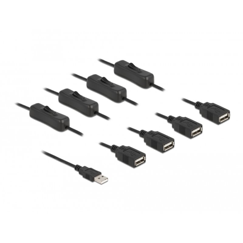 DeLOCK Câble USB Type-A mâle à 4 x USB Type-A femelle avec interrupteur, 1 m