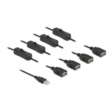 Delock Kabel USB Typ-A Stecker zu 4 x USB Typ-A Buchse mit Schalter 1 m
