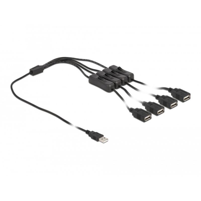 DeLOCK Cable USB Type-A male to 4 x USB Type-A female with switch 1 m