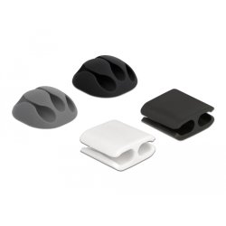 DeLOCK 18394 cable organizer Desk/Wall Cable holder Black, Grey, White 4 pc(s)
