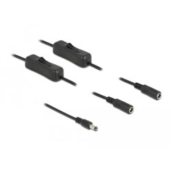 Delock Kabel DC 5,5 x 2,1 mm Stecker zu 2 x DC Buchse mit Schalter 1 m