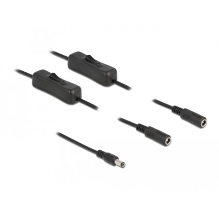 DeLOCK Cable DC 5.5 x 2.1 mm male to 2 x DC female with switch 1 m