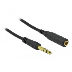 Delock Klinkenverlängerungskabel 6,35 mm 3 Pin Stecker zu Buchse 10 m schwarz