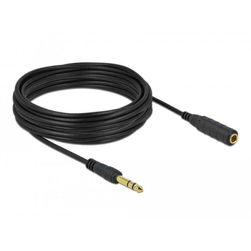 DeLOCK Stereo Jack Extension Cable 6.35 mm 3 pin male to female 10 m black