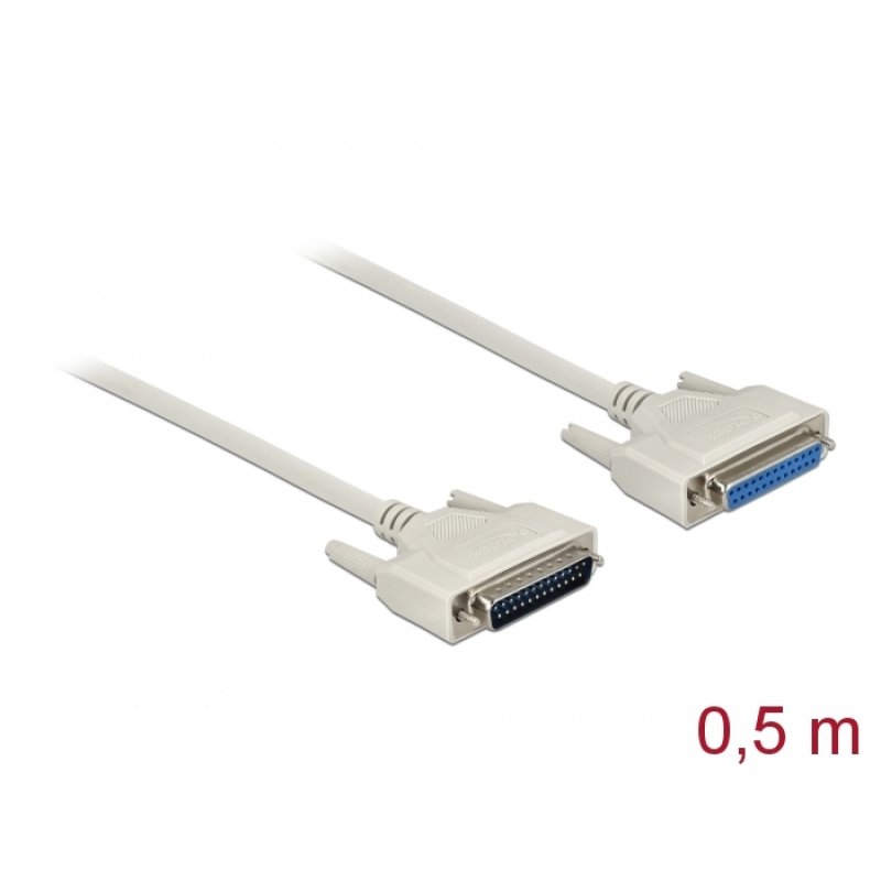 Delock Serielles Kabel D-Sub 25 Stecker zu Buchse 0,5 m