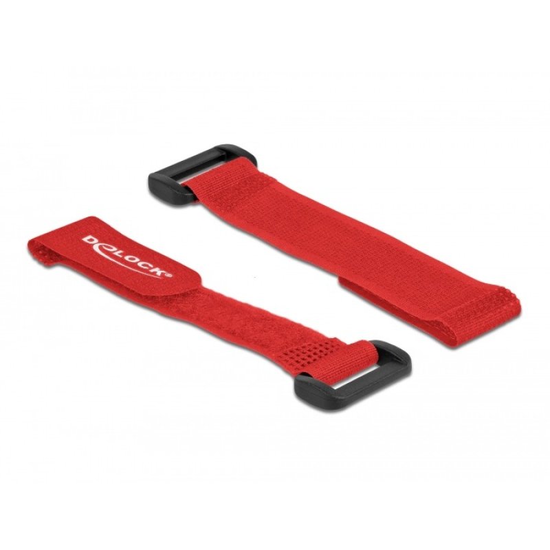 DeLOCK Hook-and-loop cable tie with loop L 150 x W 20 mm red 5 pieces
