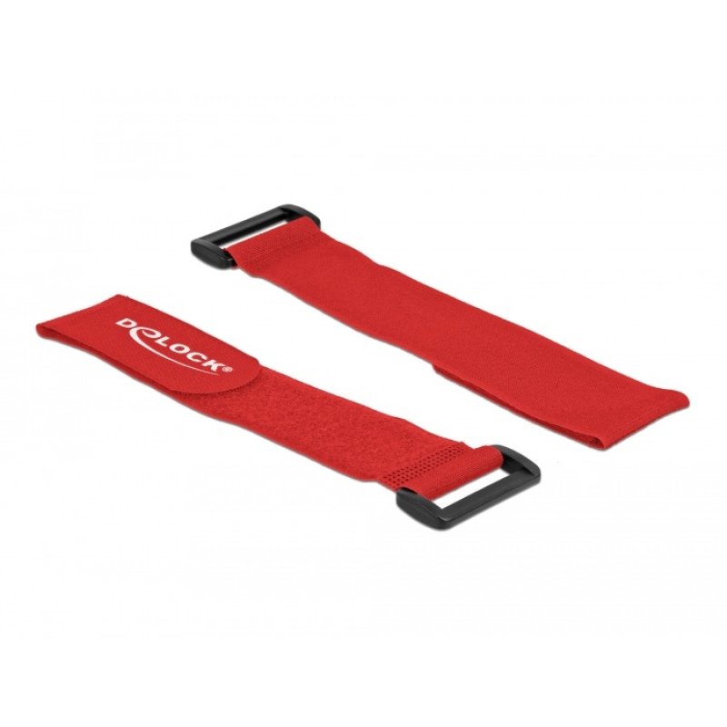 DeLOCK Serre-câbles à scratch avec boucle de L 280 x l 38 mm, rouge, 3 pièces